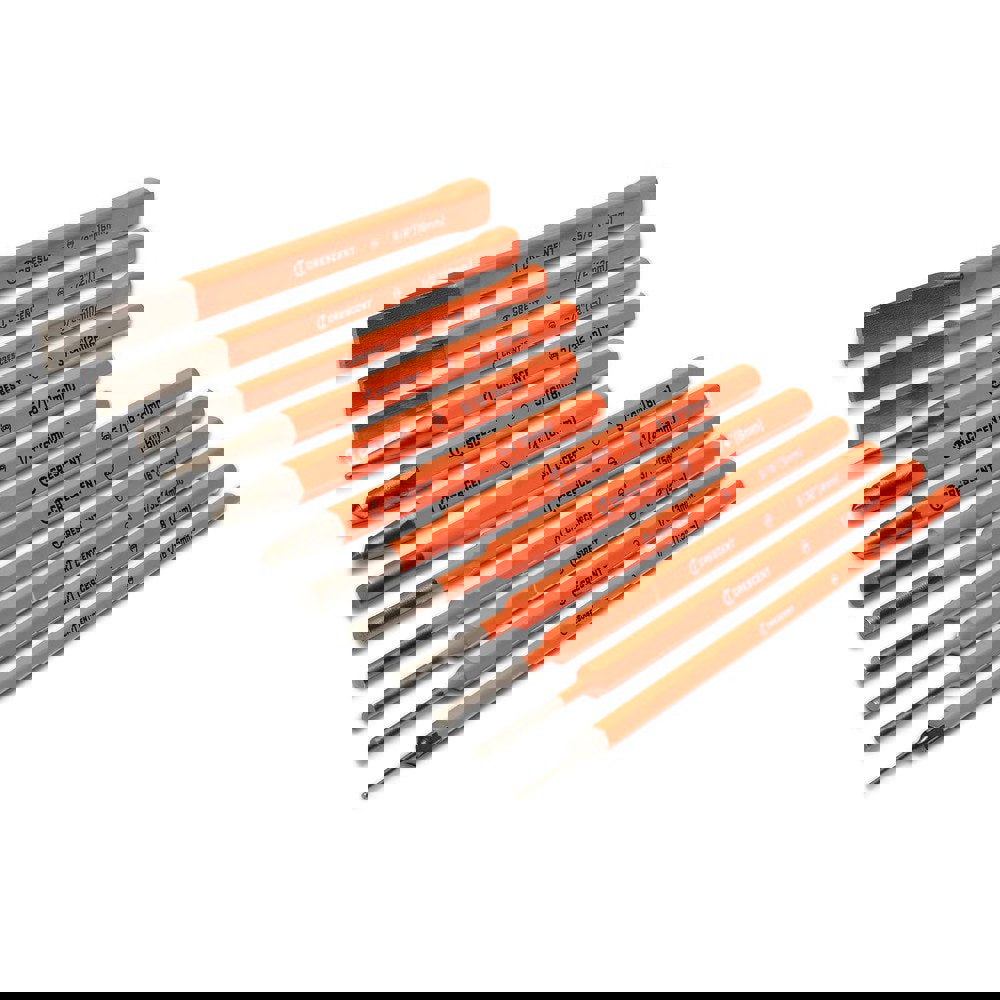 Chisel Sets; Tool Type: Cold Chisel Set; Body Material: Steel; Number of Pieces: 12.000; Includes: 6 Pin Punches: 1/16 in 1/8 in 5/32 in 3/16 in 1/4 in 5/16 in 3 Center Punches: 3/32 in 1/4 in 5/16 in 3 Cold Chisels: 3/8 in 1/2 in 5/8 in; Number Of